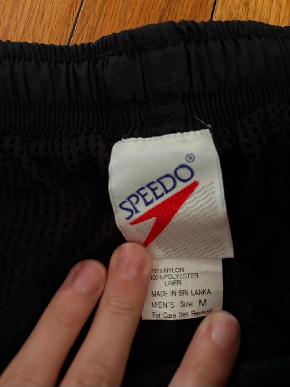 Vintage Speedo Black Swim Trunks Size M Mesh Lined Drawstring